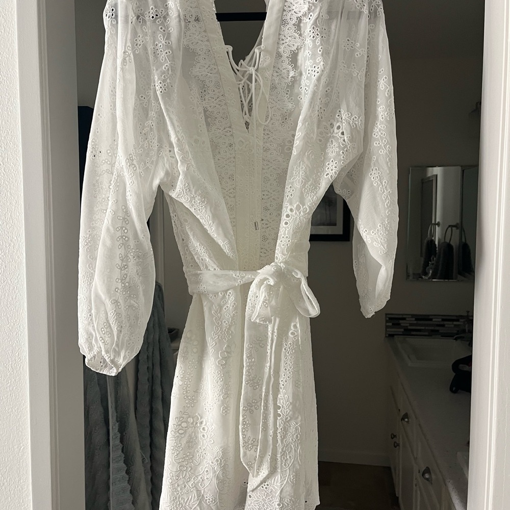 White House Black Market White Lace Mini Dress
